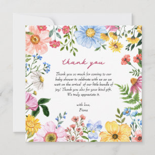 Baby in Bloom   Floral Cute Spring Summer Shower Thank You Card