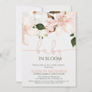 Baby in Bloom floral lilies girl baby shower Invitation