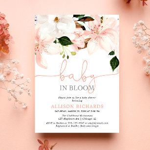 Baby in Bloom floral lilies girl baby shower Invitation
