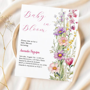 Baby in bloom floral pink Baby Shower invitation