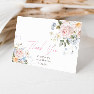 Baby In Bloom Floral Pink Baby Shower Thank You Card