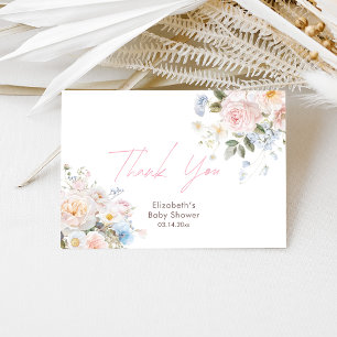 Baby In Bloom Floral Pink Baby Shower Thank You Card
