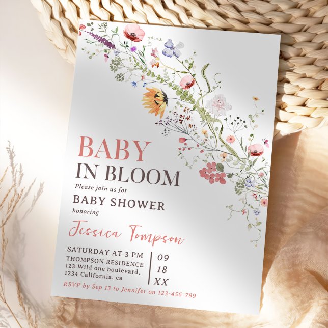 Baby In Bloom Floral Spring Baby Shower Invitation (Creator Uploaded)