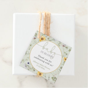 Baby in bloom floral wildflowers gender neutral favour tags