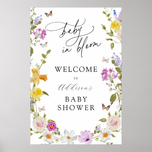 Baby in Bloom Flower Baby shower Affiche de bienve (Devant)