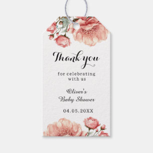 Baby in Bloom Flower Rose Pink Baby Show Thank You Gift Tags
