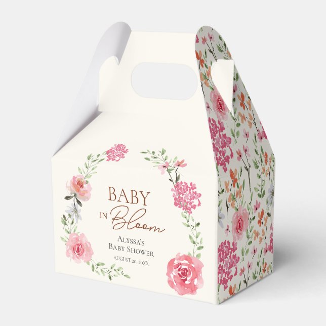 Baby In Bloom Flower Themed Boho Baby Shower Favor Box (Back Side)