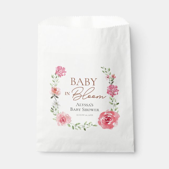 Baby In Bloom Flower Themed Custom Baby Shower Favour Bag (Front)