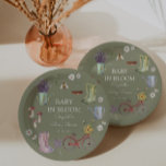 Baby in Bloom Garden Baby Shower  Paper Plate<br><div class="desc">Garden elements baby shower paper plates. Customizable!</div>