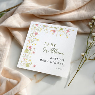 Baby In Bloom Garden Script Florals Napkin