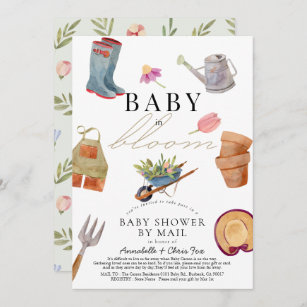 Baby in Bloom Gardening Tools Baby Shower by Mail Invitation