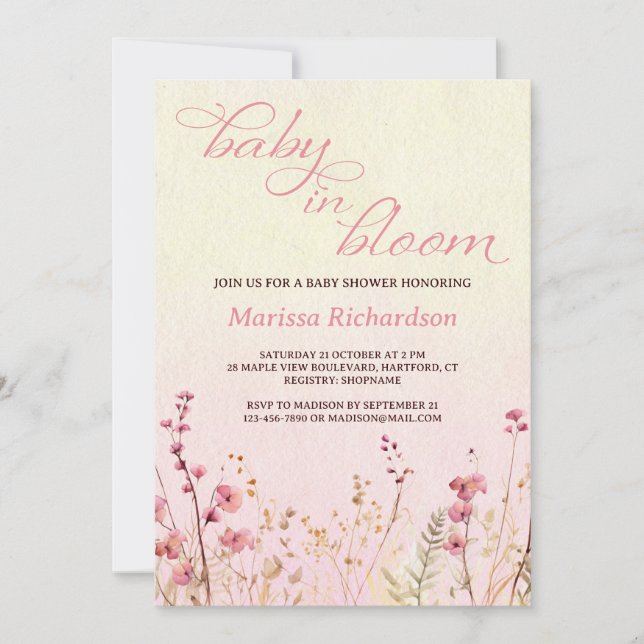 Baby in Bloom Girl Baby Shower Invitation (Front)