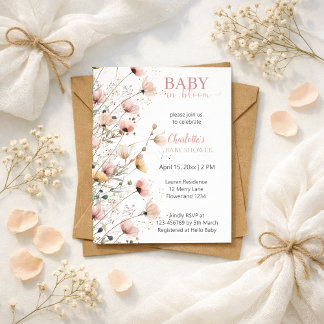 baby in bloom girl baby shower invitation