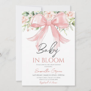 Baby in Bloom Girl Floral Ribbon Baby Shower Invitation