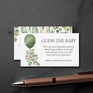 Baby in Bloom Greenery Guess Photo Game Request Enclosure Card