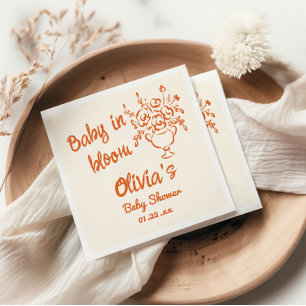 Baby In Bloom Hand Drawn Floral Baby Shower Napkin
