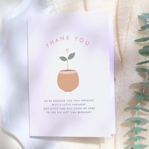 Baby In Bloom Heart Plant Baby Shower Thank You Card