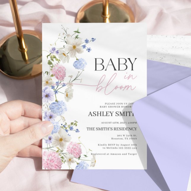 Baby in Bloom Invitation | Pastel Floral Invitatio (Créateur téléchargé)
