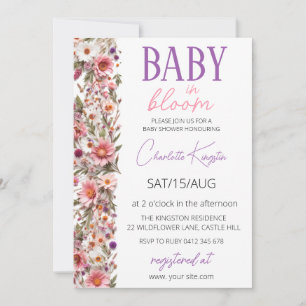 Baby in Bloom Invitation, Wildflowers Baby Shower Invitation