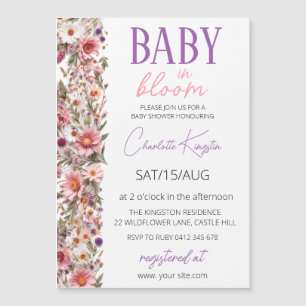 Baby in Bloom Invitation, Wildflowers Baby Shower Magnetic Invitation