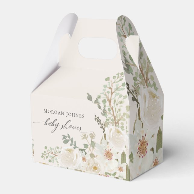 baby in bloom ivory floral baby shower favor box (Front Side)