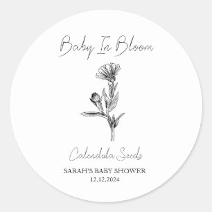 Baby In Bloom l Calendula Seeds Baby Shower Classic Round Sticker