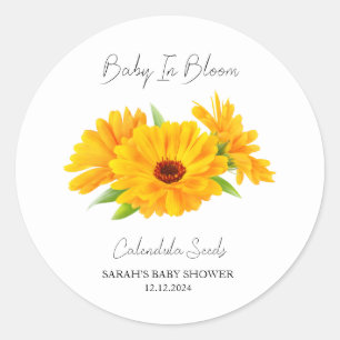 Baby In Bloom l Calendula Seeds Baby Shower Classic Round Sticker