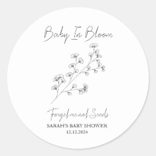 Baby In Bloom l Forget me not Seeds Baby Shower Classic Round Sticker