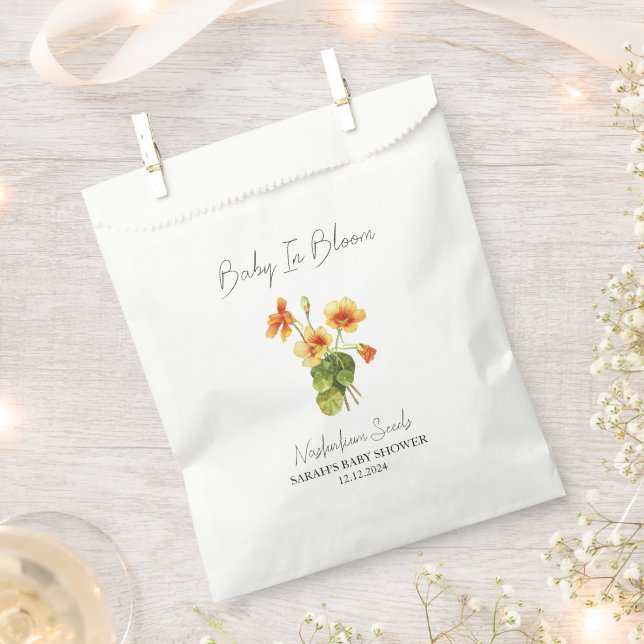 Baby In Bloom l Nasturtium Seeds Baby Shower Favour Bag (Clipped)