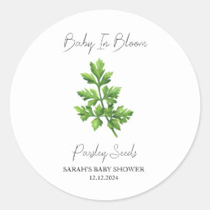 Baby In Bloom l Parsley Seeds Baby Shower Classic Round Sticker