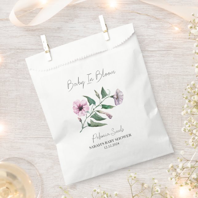 Baby In Bloom l Petunia Seeds Baby Shower Favour Bag (Clipped)
