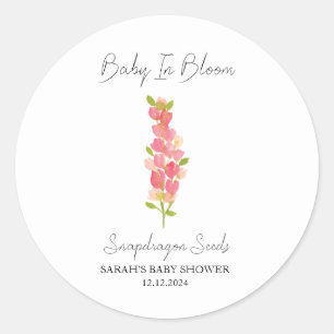 Baby In Bloom l Snapdragon Seeds Baby Shower Classic Round Sticker