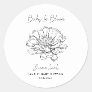 Baby In Bloom l Zinnia Seeds Baby Shower Classic Round Sticker
