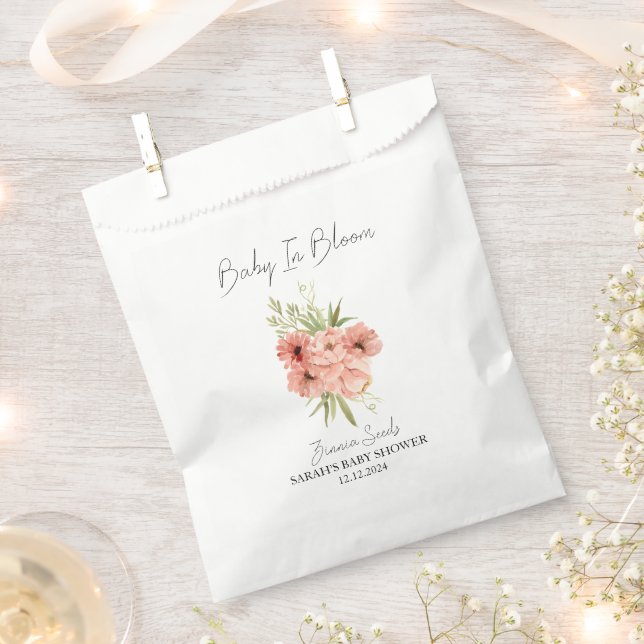Baby In Bloom l Zinnia Seeds Baby Shower Favour Bag (Clipped)