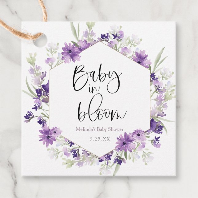 Baby in Bloom Lavender Favour Tags (Front)