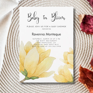 Baby in Bloom Magnolia Yellow Floral Baby Shower Invitation