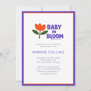 Baby in Bloom Minimalist Modern Trendy Baby Shower Invitation