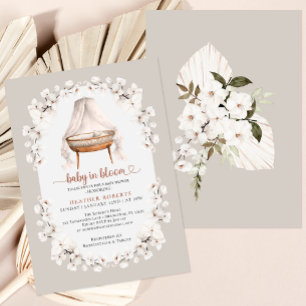 Baby in Bloom Neutral Floral Baby Shower Invitation