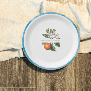 Baby in Bloom   Orange Blossom Baby Shower Paper Plate