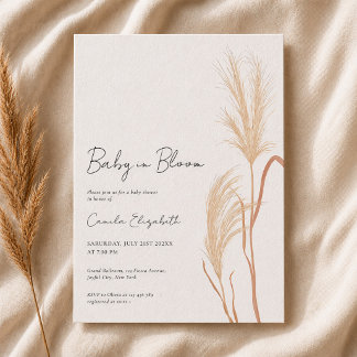 Baby in Bloom Pampas Grass Baby Shower Invitation
