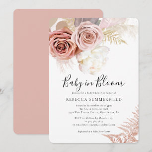 Baby in Bloom Pampas Grass Boho Girl Shower Invitation