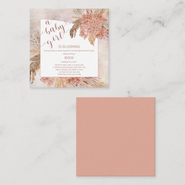 Baby in Bloom Pampas Grass Hydrangea Book Request  Enclosure Card (Front/Back)