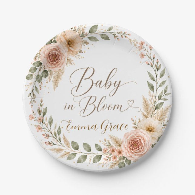Baby in Bloom Paper Plates (Front)