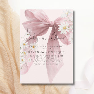 Baby in Bloom Pastel Blush Bow Floral Baby Shower  Invitation