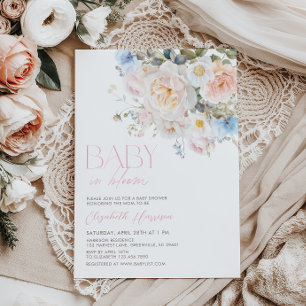 Baby In Bloom Pastel Floral Baby shower Invitation
