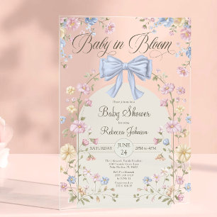 Baby In Bloom Pastel Wildflower Baby Shower Acrylic Invitations