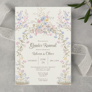 Baby In Bloom Pastel Wildflower Gender Reveal Invitation