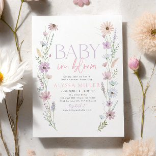 Baby in Bloom Pastel Wildflowers Baby Shower Invitation