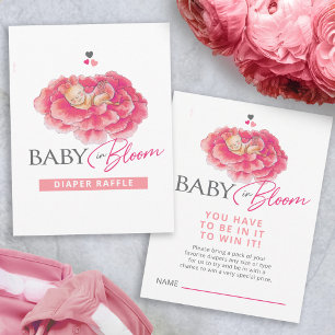Baby in bloom pink baby shower diaper raffle enclosure card
