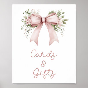 Baby In Bloom Pink Bow Baby Shower Cards And Gifts Poster